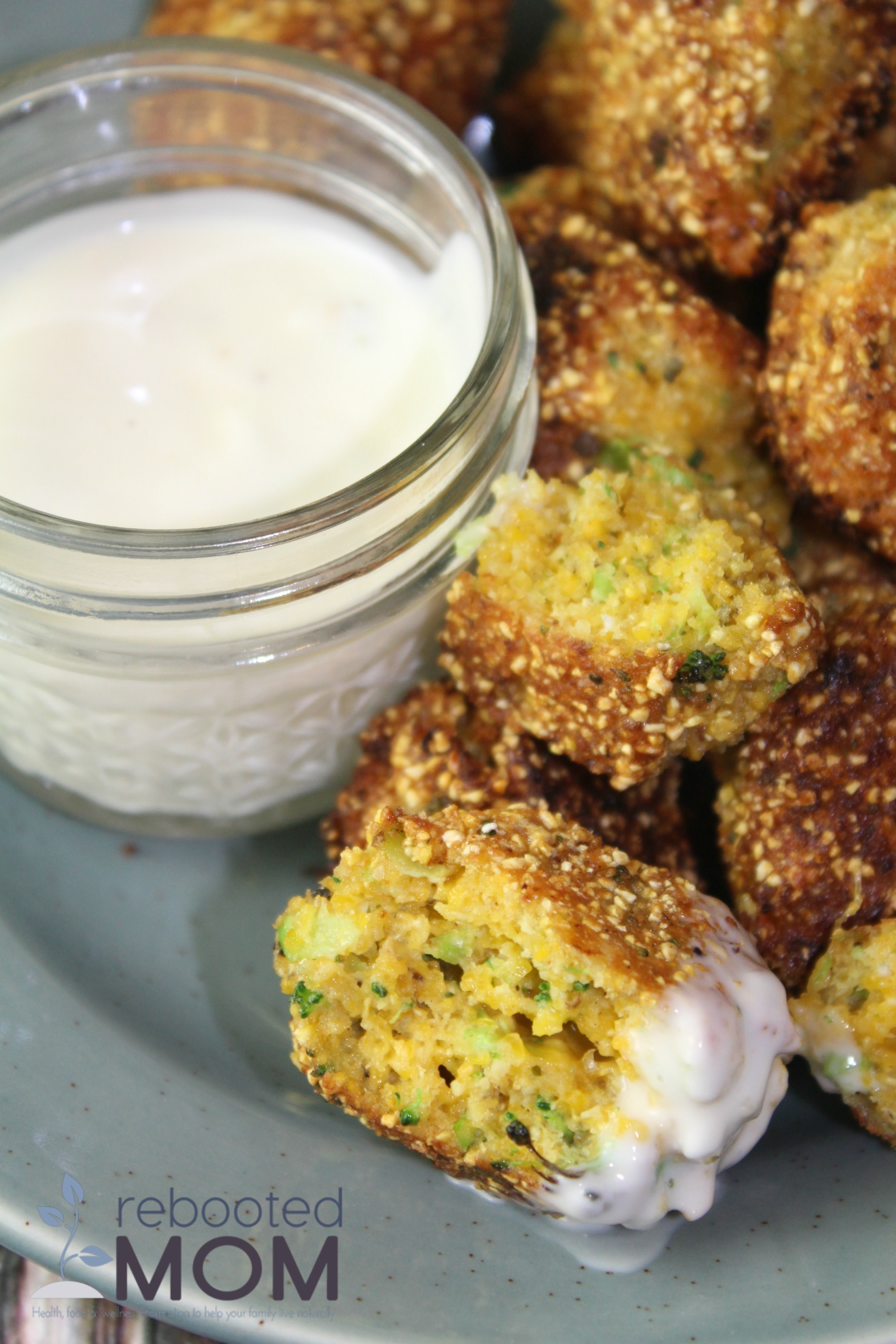 Broccoli Cheddar Hush Puppies with Homemade Ranch Dressing