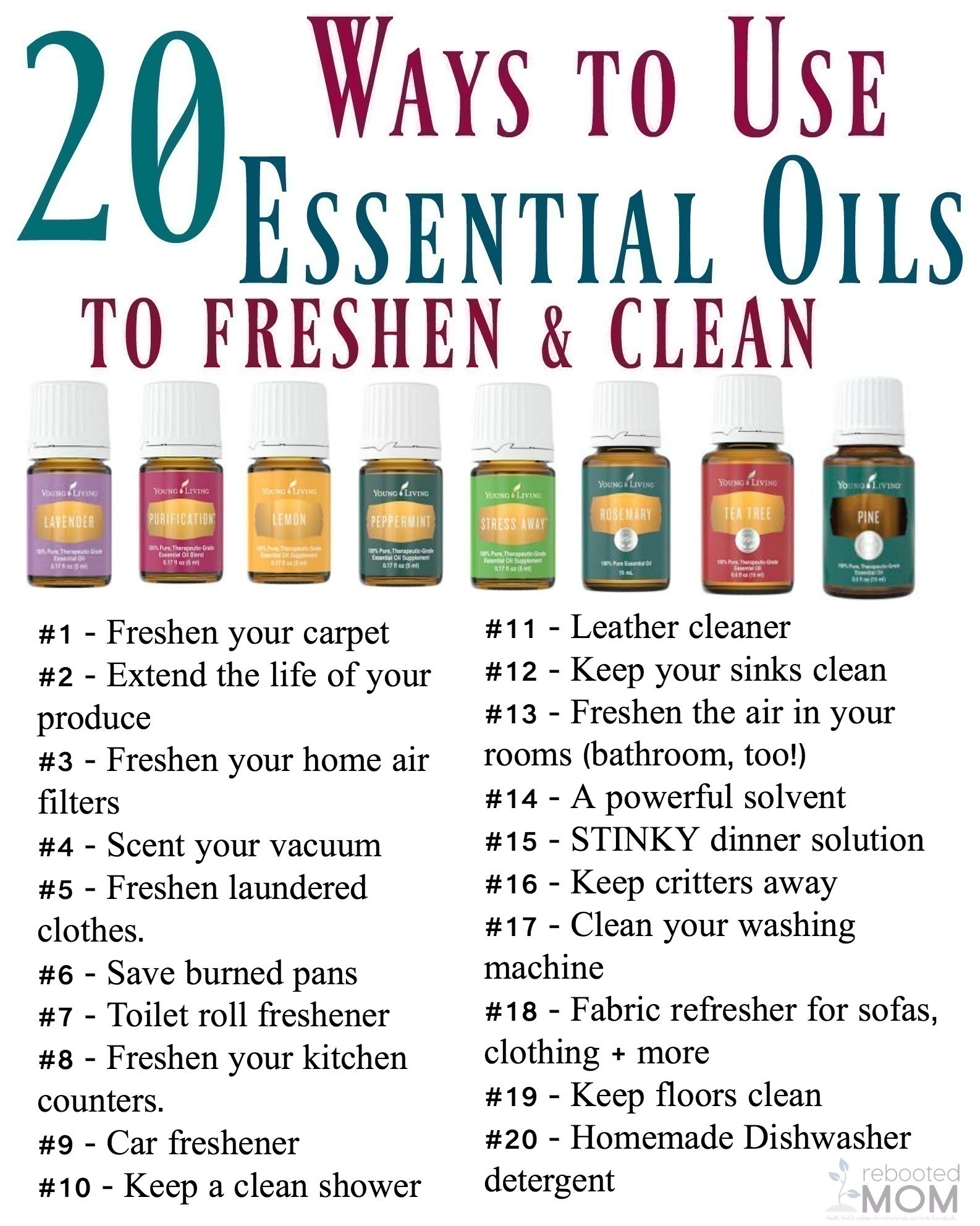 20 Ways to Use Essential Oils to Freshen & Clean