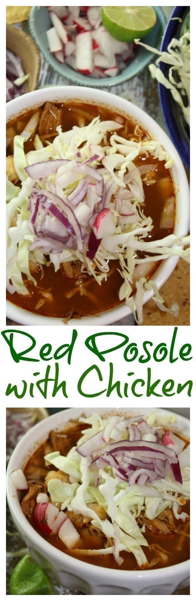 This Mexican stew features chiles and hominy, in a rich flavorsome broth. Dress up the stew with radishes, onions and sliced cabbage. It's traditional to serve the chicken in whole pieces but you can also pull it off the bone for even greater flavor.
