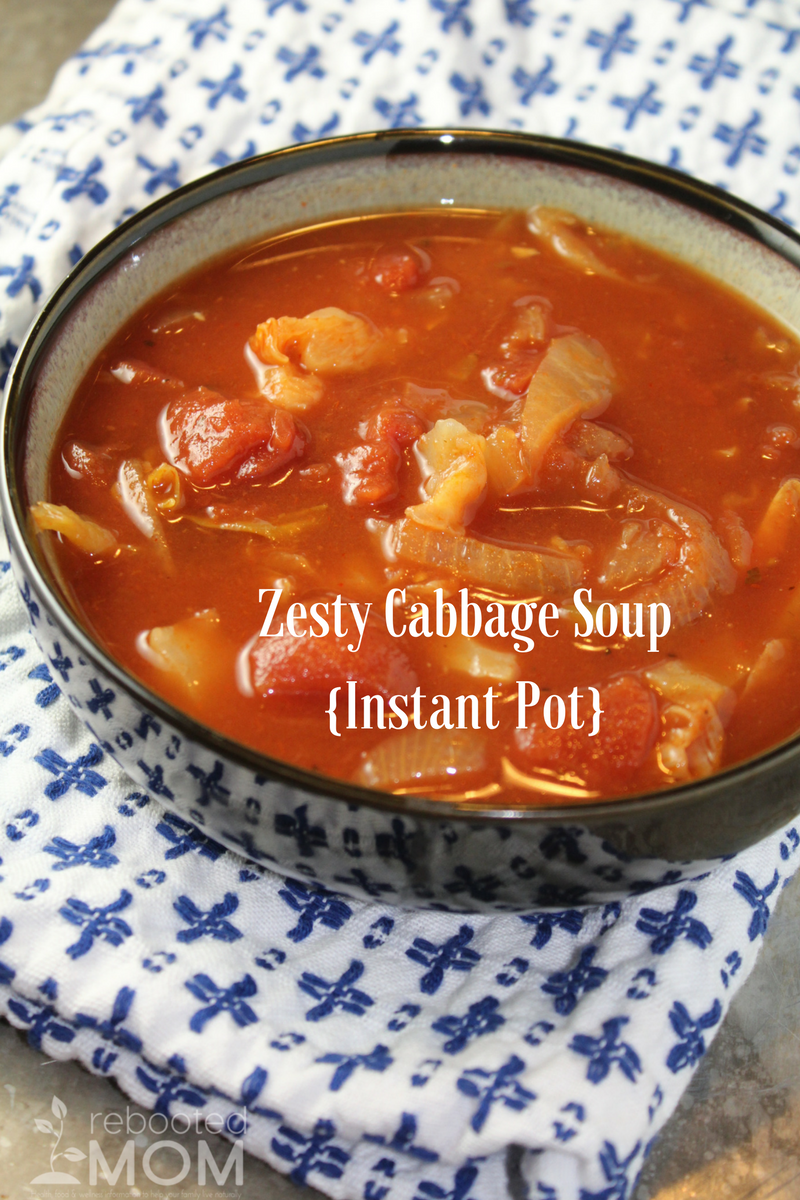 Throw together just a few simple ingredients to make this hearty and filling Zesty Cabbage Tomato Soup in your Instant Pot!