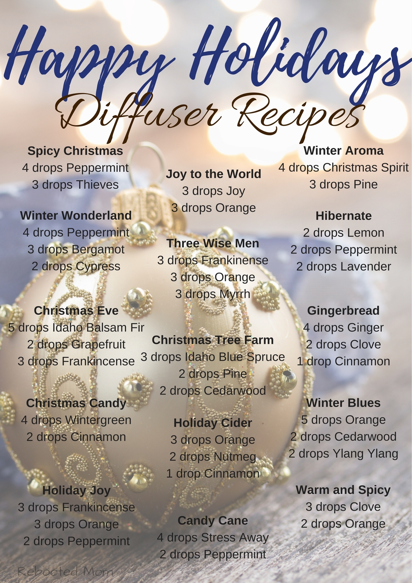 Ditch those candles and pull out that diffuser for some Happy Holidays Diffuser Recipes!