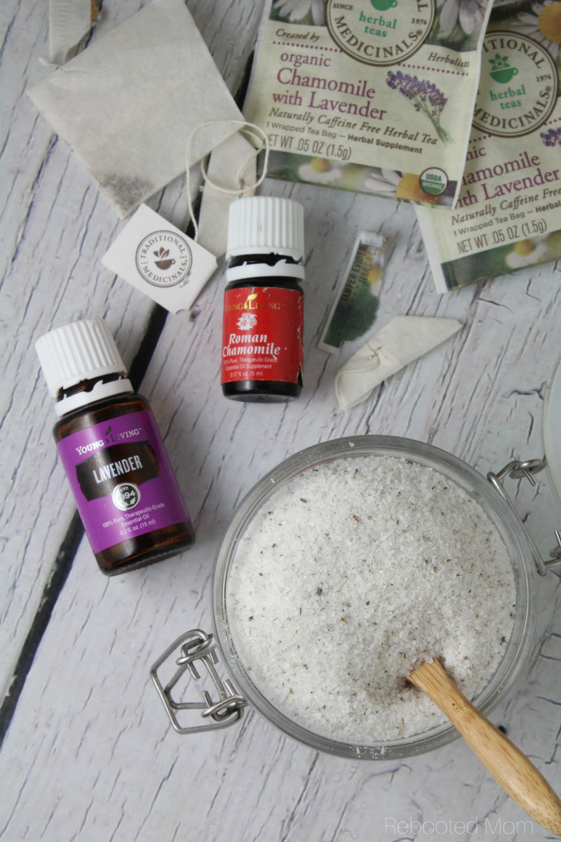 This Relaxing Lavender Chamomile Herbal Bath Soak is incredibly easy to make and great to gift!