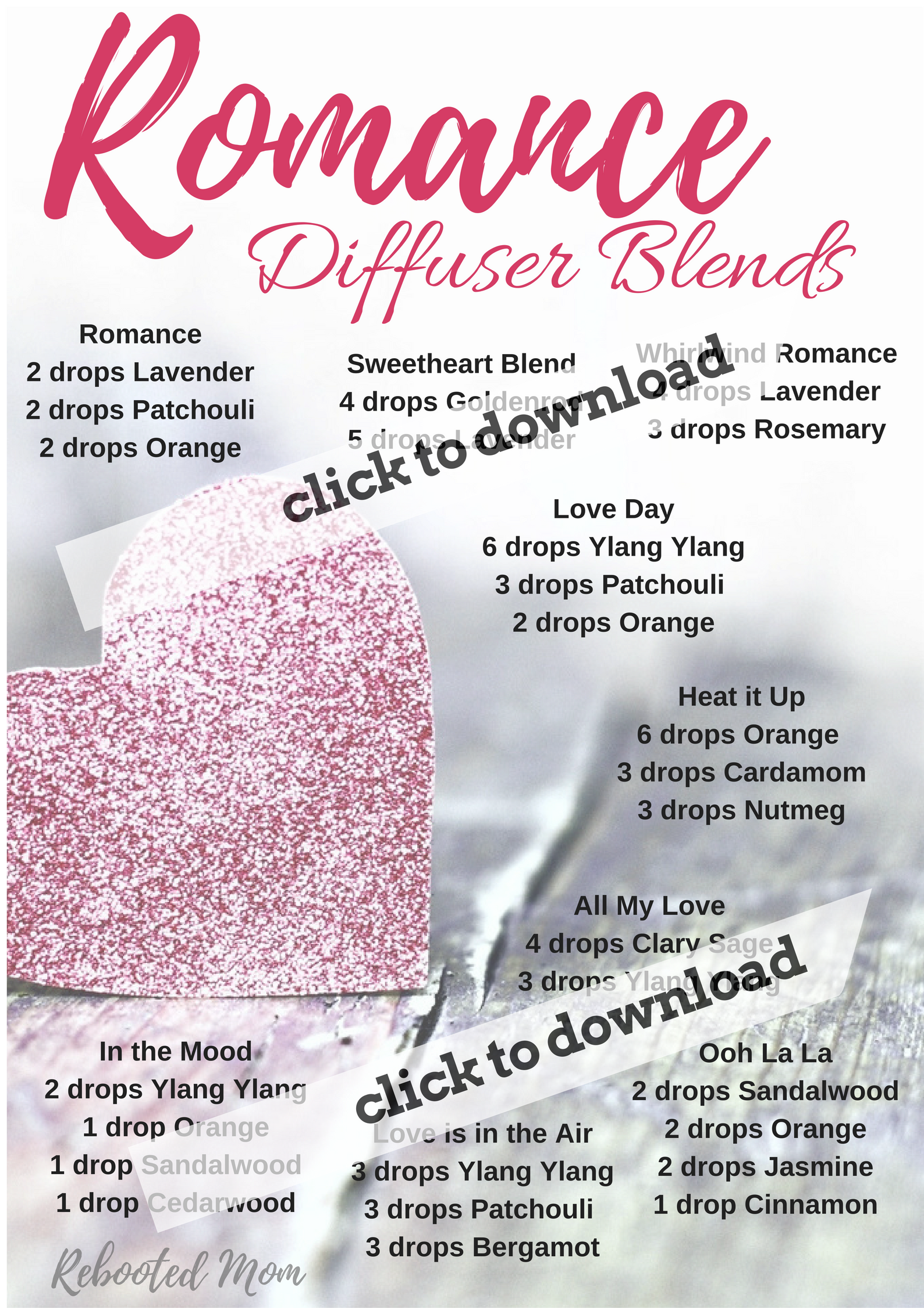 Valentine's Day is quickly approaching - and if you are looking to capture the mood with your loved one, try any of these Romance Diffuser Blends.