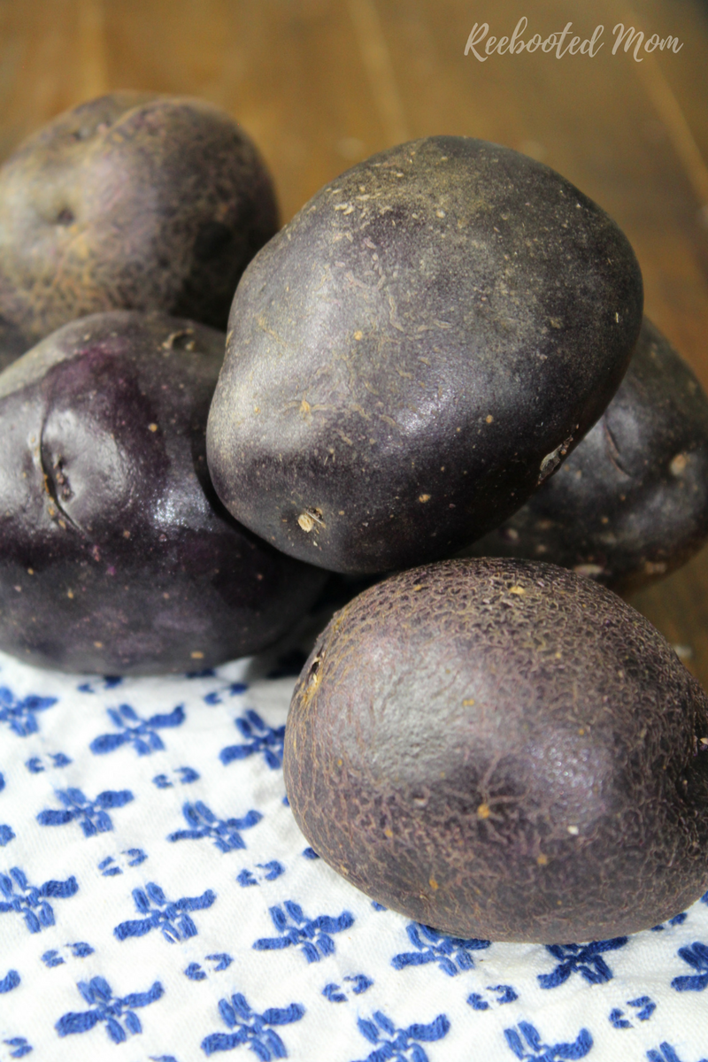 Antioxidant rich purple potatoes join forces with dijon mustard, mayo and seasonings for a beautiful side dish that is full of flavor!