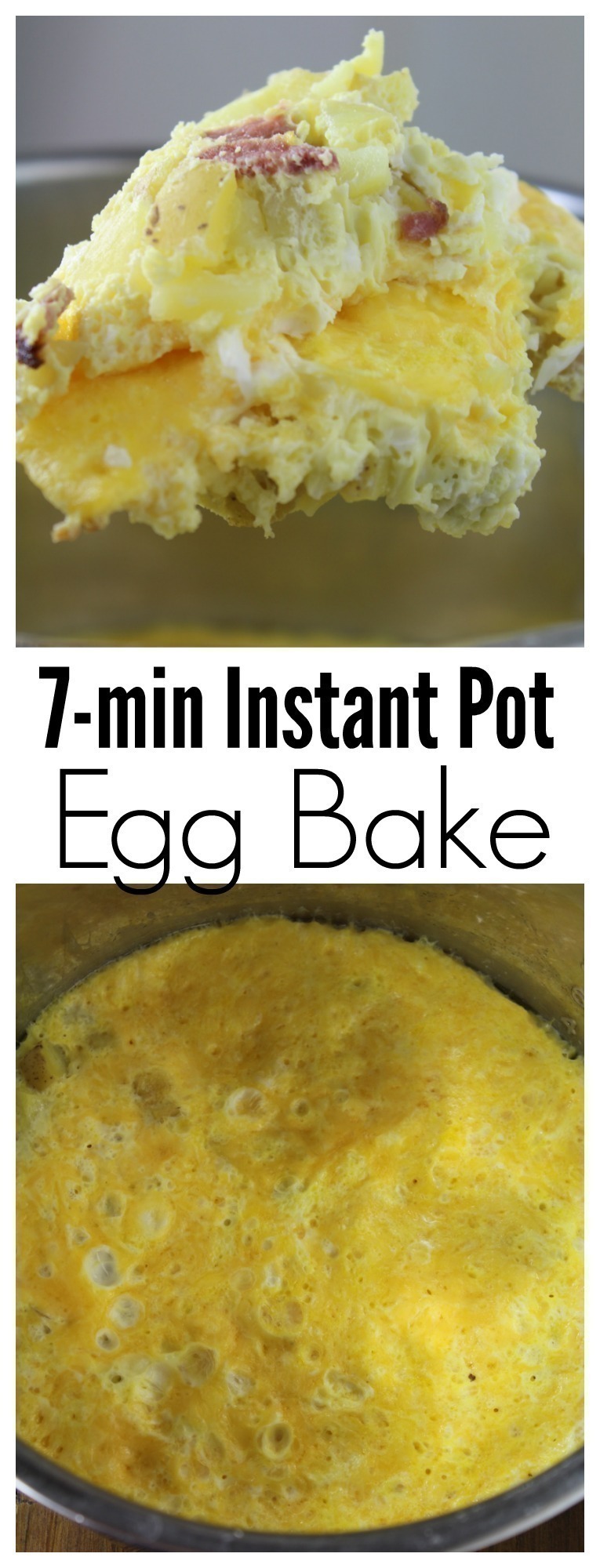 An easy one pot breakfast bake with eggs, potatoes, and meat, cooked in just minutes!