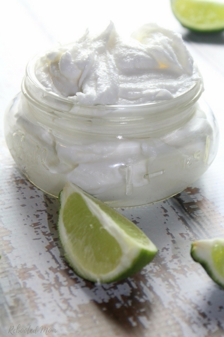 Two ingredients, essential oil, and a hand blender is all it takes to whip together this lush tropical coconut lime vanilla body butter.