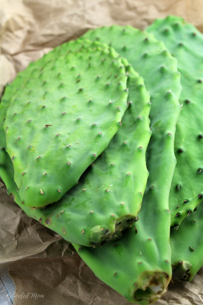 Cactus pads (Nopales) are trimmed, cleaned, and sliced, then pickled in a sweet brine that is full of flavor.
