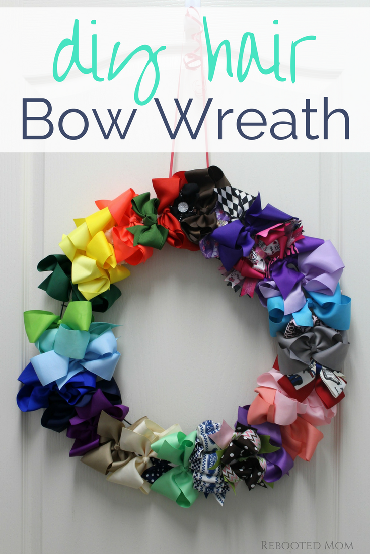 This DIY Hair Bow Wreath is the perfect solution to help organize a TON of hair bows! It takes a few dollars and less than 5 minutes to put together.