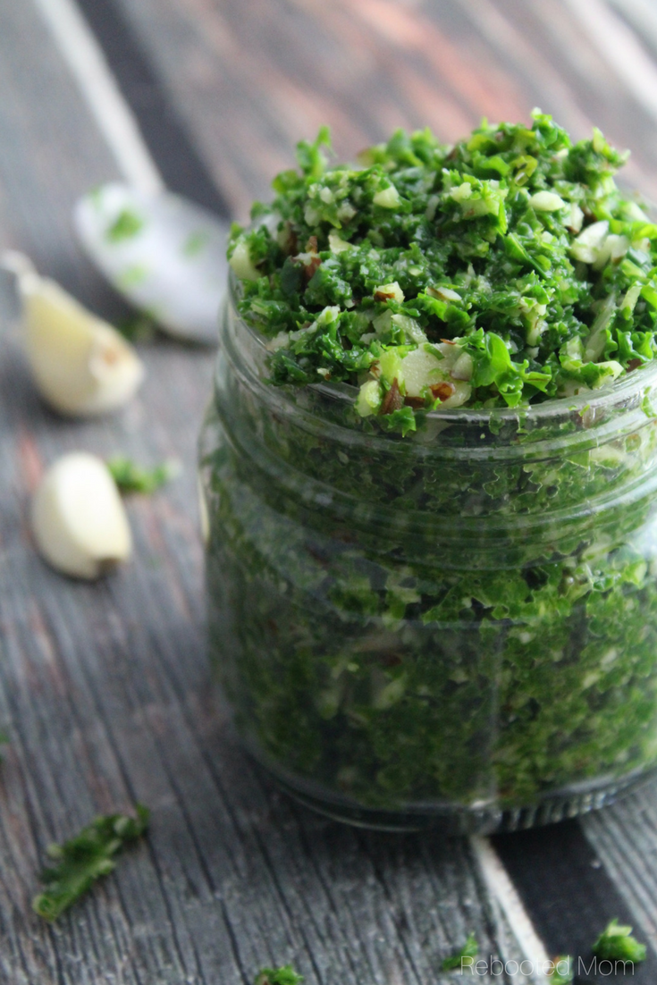 A twist on traditional pesto, this kale and jalapeño pesto is super easy, healthy and delicious. Stir it into pasta, spread on seafood, sandwiches or even on crackers for a healthy snack.