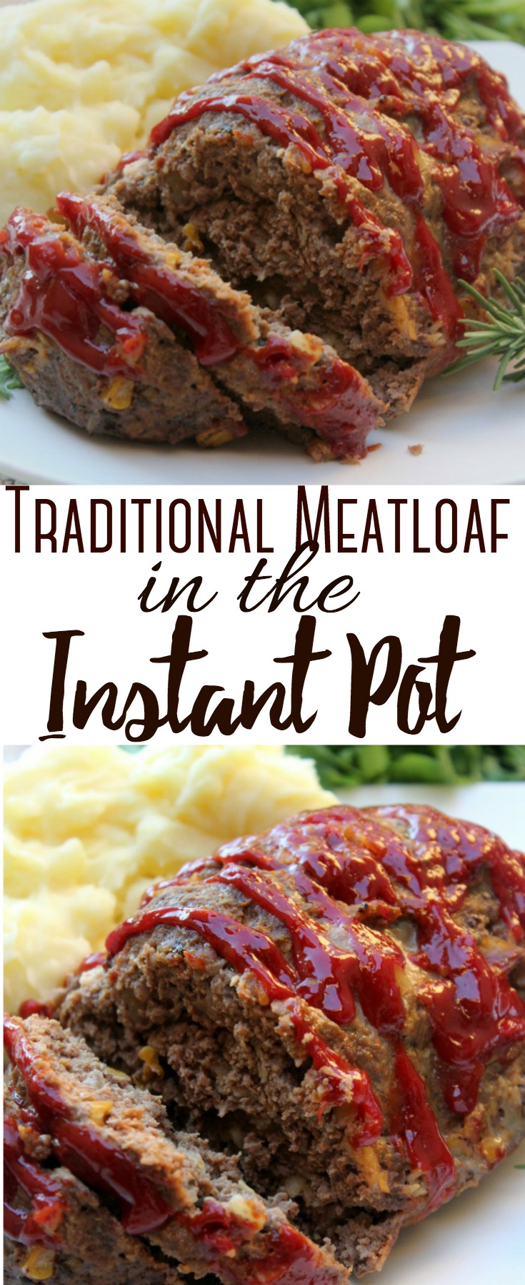 This traditional meatloaf recipe features flavorful seasonings, ground beef, and a touch of garlic. It cooks up quickly in the Instant Pot.