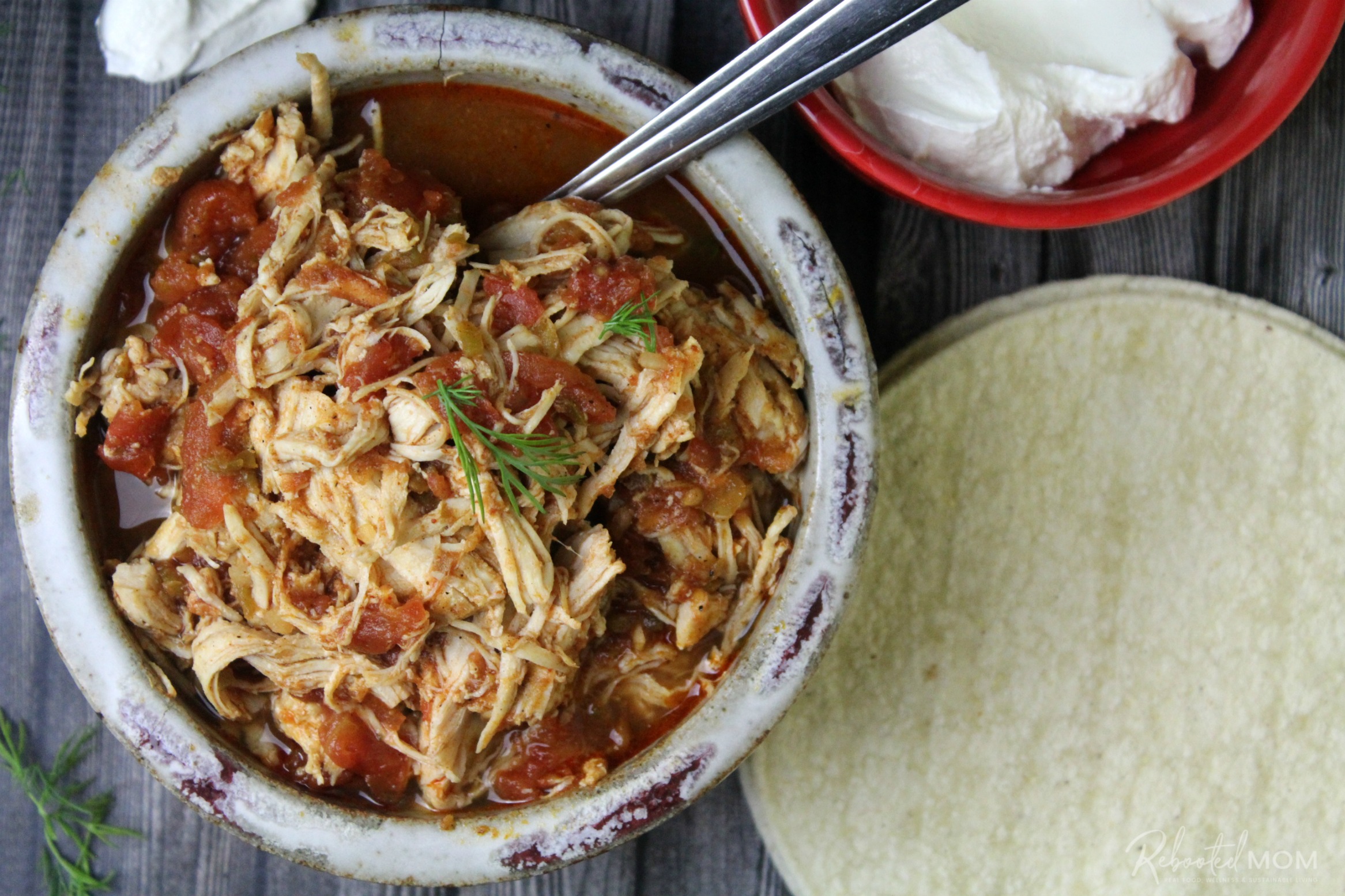 Shredded Mexican Chicken on a dinner table