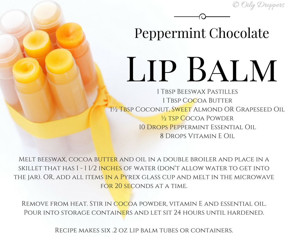 This Peppermint Chocolate Lip Balm with Essential Oils is SO easy to make - and is pretty awesome to give as a gift!