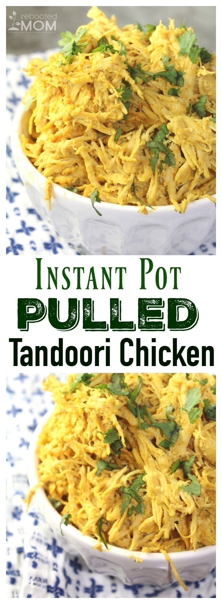 Frozen chicken transformed into saucy, pulled, Tandoori Chicken bathed in a mixture of delicious spices, and garnished with cilantro. It's wonderful served over rice and is incredibly easy to make!