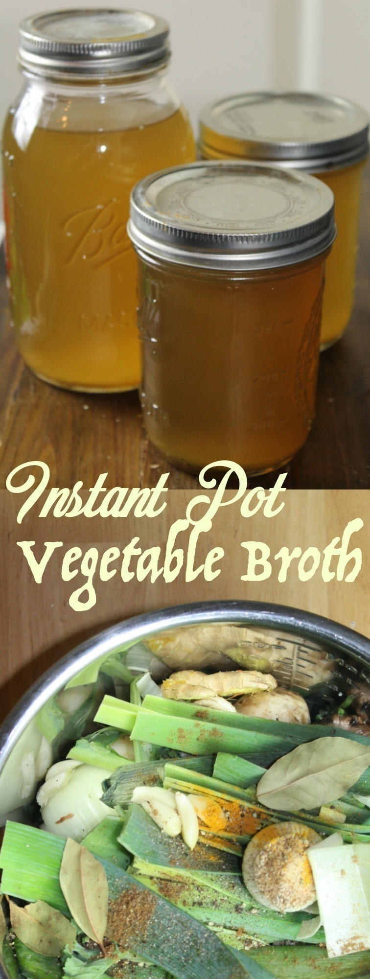 Combine all of your vegetable scraps in the Instant Pot along with a few seasonings to make a rich, homemade vegetable broth from scratch!