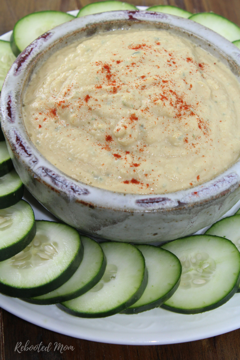 A delightful combination of fresh dill and cucumbers along with garbanzo beans and tahini, that makes a wonderful dip or spread for fresh veggies or pita bread.