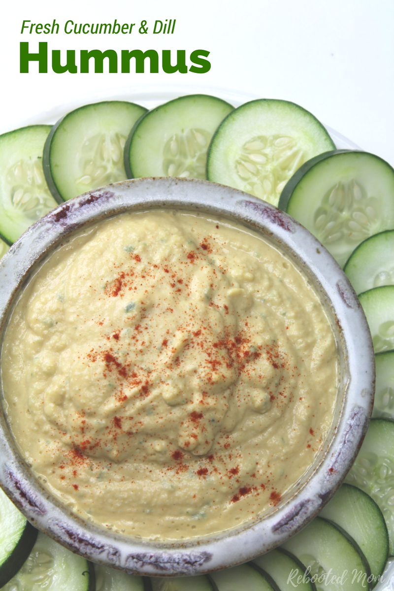 A delightful combination of fresh dill and cucumbers along with garbanzo beans and tahini, that makes a wonderful dip or spread for fresh veggies or pita bread.
