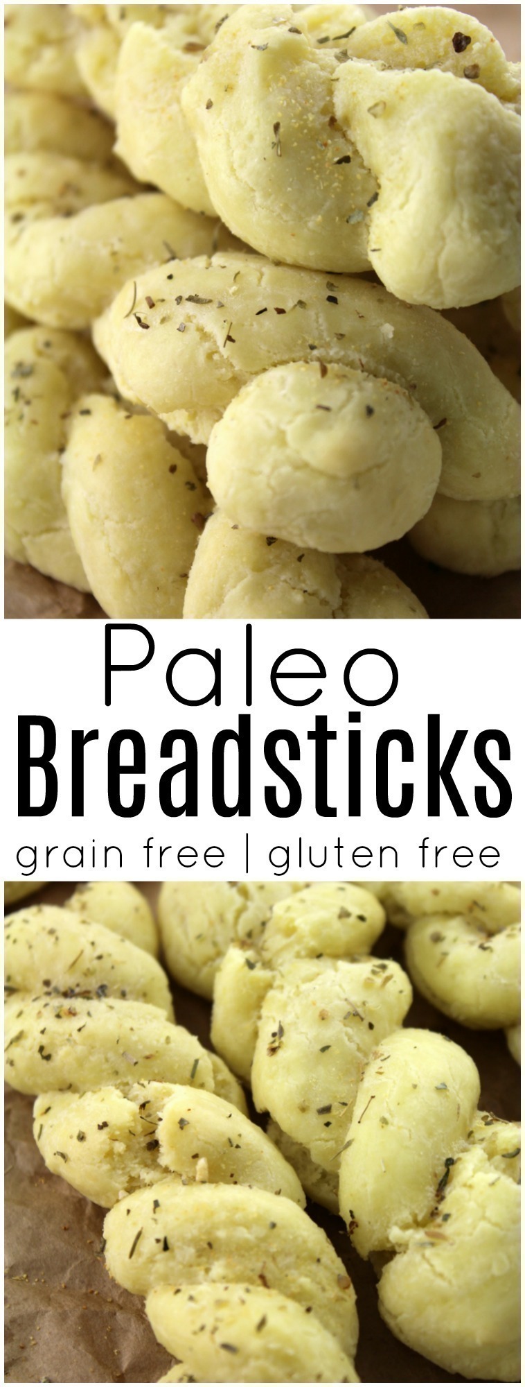 Combine almond flour, tapioca flour, eggs and coconut oil to make a grain-free, gluten-free Paleo garlic and herb breadsticks that will satisfy your next urge for carbs.