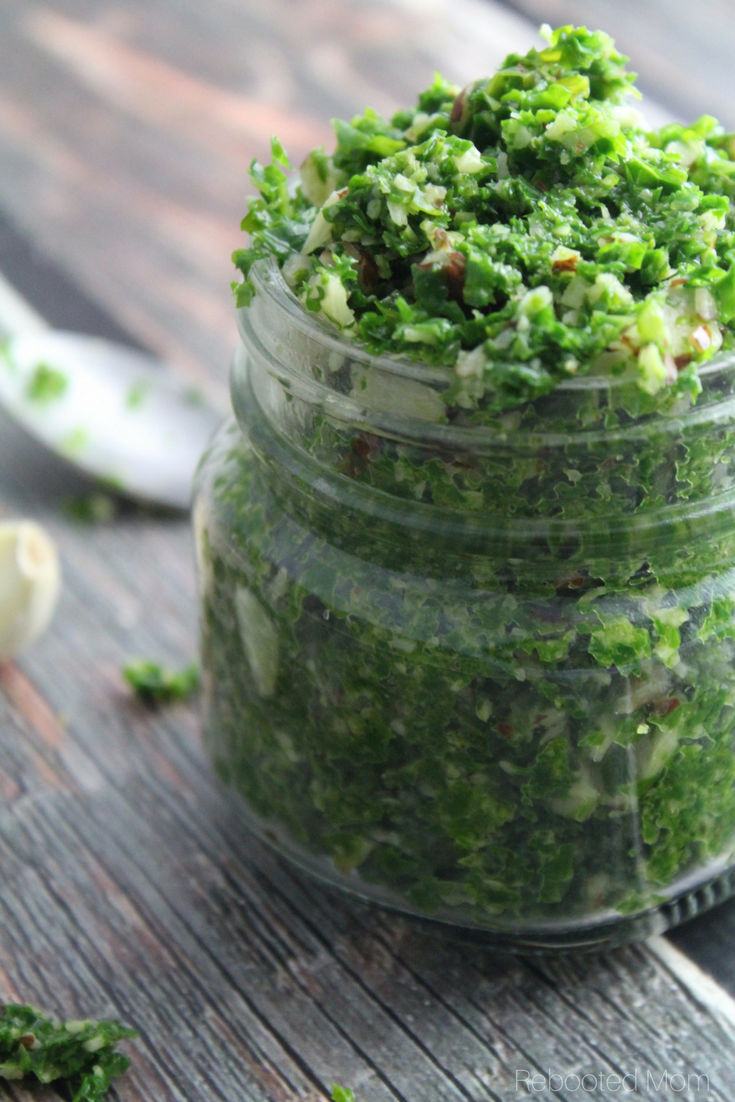 A twist on traditional pesto, this kale and jalapeño pesto is super easy, healthy and delicious. Stir it into pasta, spread on seafood, sandwiches or even on crackers for a healthy snack.