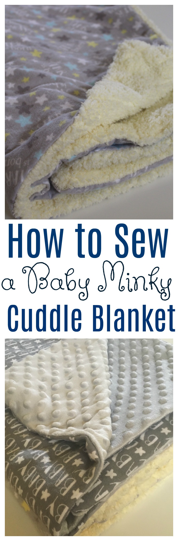 Homemade blankets make beautiful gifts for new babies, children and adults - learn how to sew a minky cuddle baby blanket in less than one hour!  