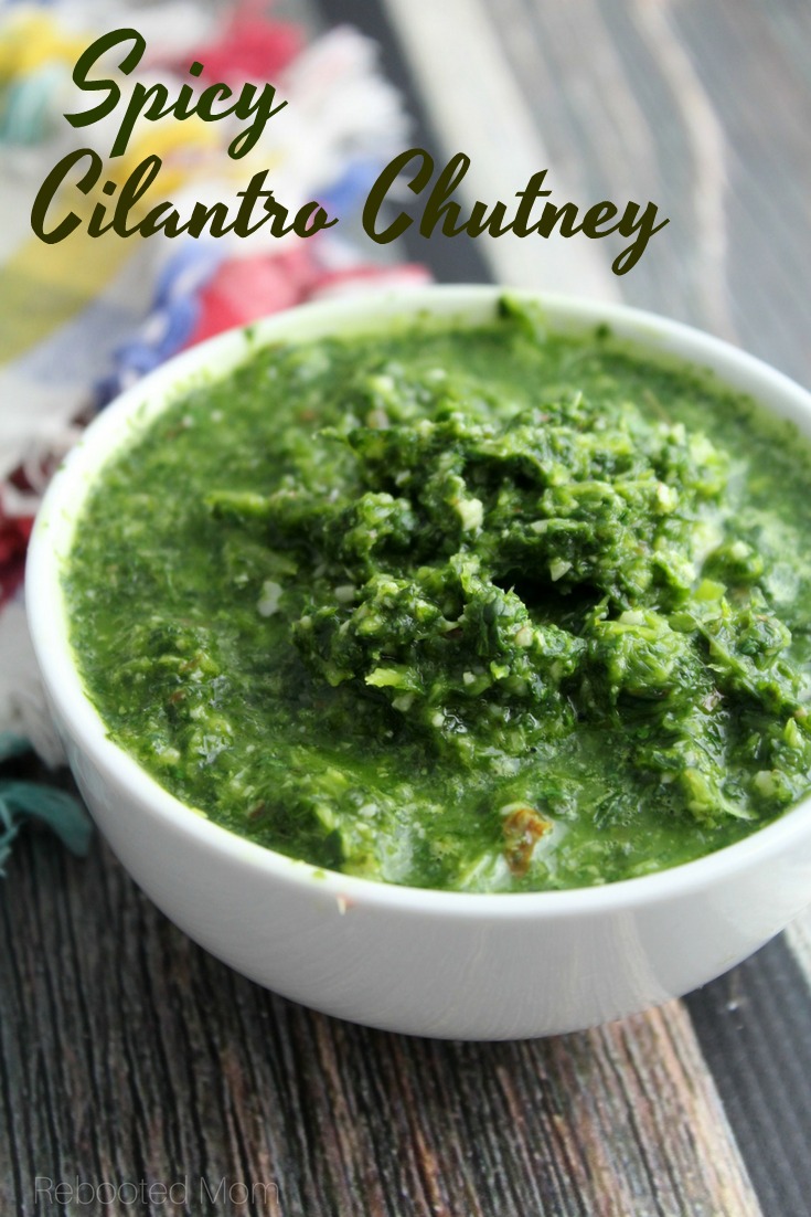 This cilantro chutney is an amazing multi-purpose condiment you can serve with potatoes, rice, pasta or even seafood. It's SO delicious and takes minutes to make!  #cilantro #chutney