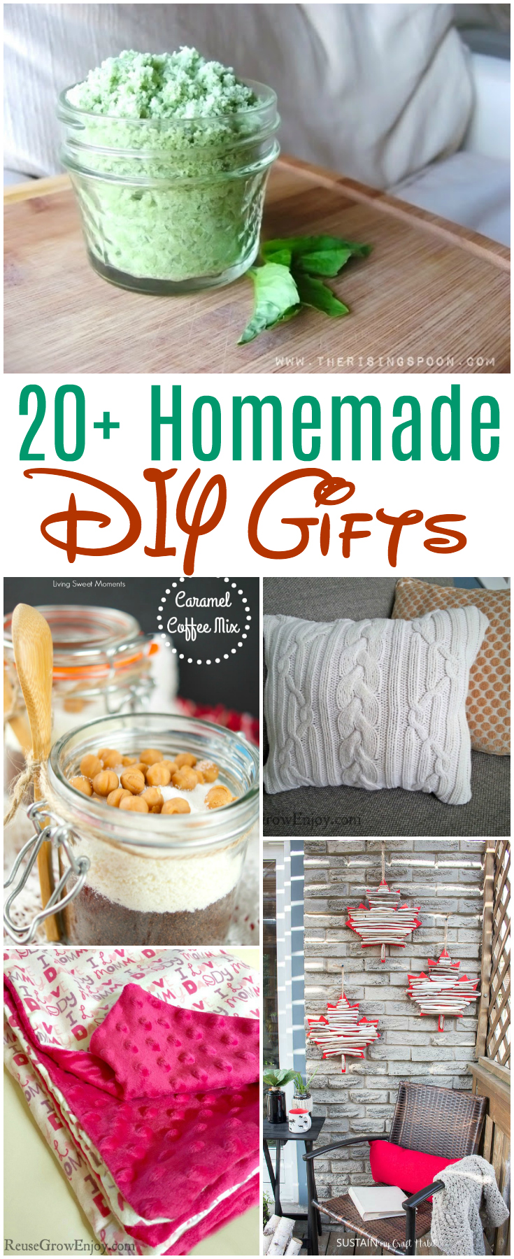 Over 20 Homemade Gifts to DIY for family and friends to celebrate Thanksgiving, Christmas, Birthdays, Mother's or even Father's Day.