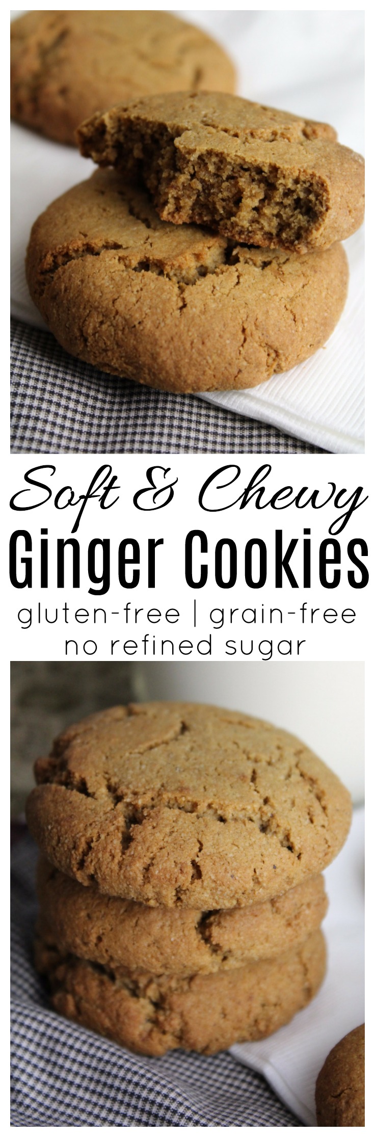 These soft and chewy ginger cookies are a wonderful welcome to crisp fall weather!  This simple recipe is gluten-free and grain-free.