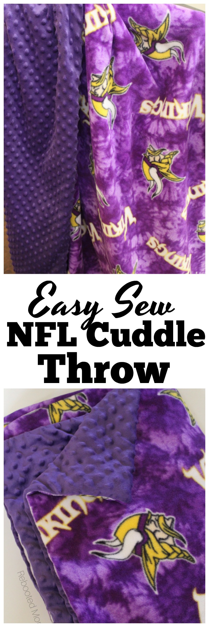 This easy sew NFL cuddle blanket is the perfect handmade gift for a true football fan, and can be sewed in less than an hour. #Football #Sewing #Gift #Blanket