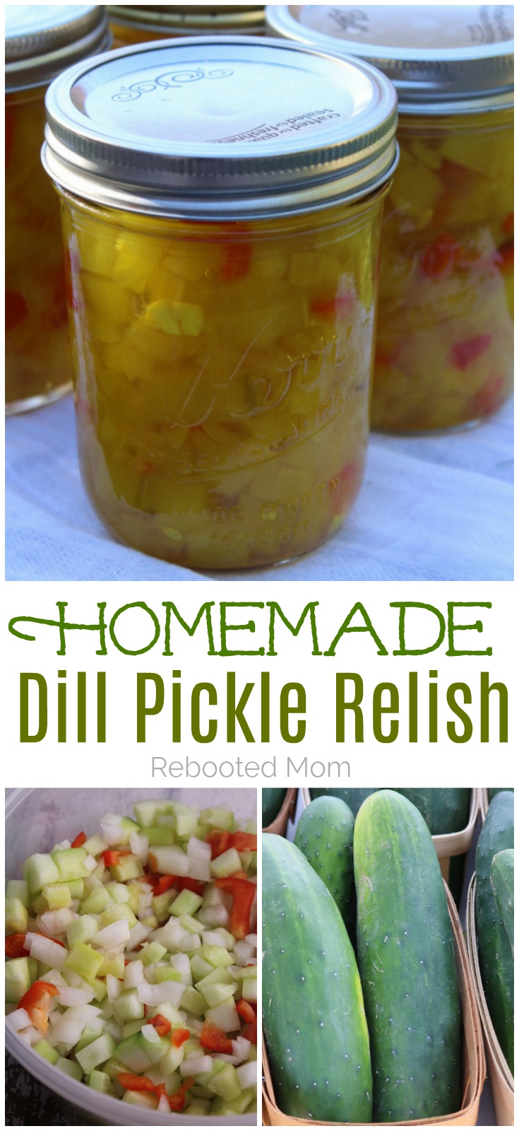 Enjoy this delicious homemade dill pickle relish alongside baked potatoes, potato salad, on your sandwich, or topped on a freshly grilled hamburger! #dill #relish #cucumbers
