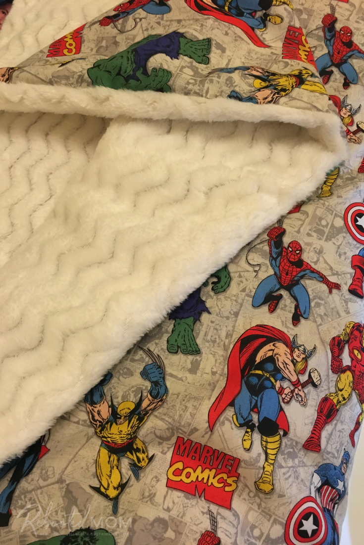 A superhero cuddle blanket is the perfect sewing project for a beginner sewer, and makes a great gift for kids of all ages!