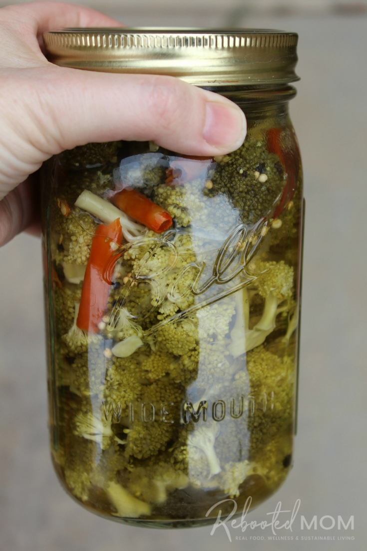 Spicy Pepper Pickled Broccoli: An easy and delicious way to use up a garden bounty, this spicy pepper pickled broccoli is the perfect side to a main meal or snack, any time of the day! #pickled #spicy #broccoli #preserving #canning