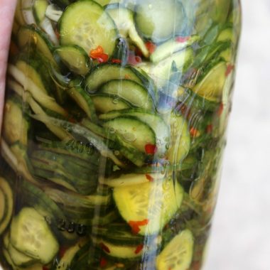 Sweet and Spicy Pickled Cucumbers