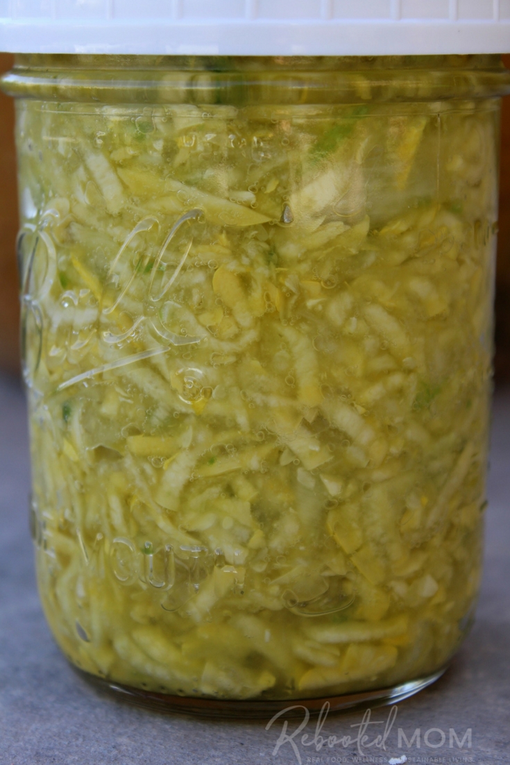 Fermented summer squash is a great addition to any meal.  This is a healthy, probiotic fermented yellow squash relish.