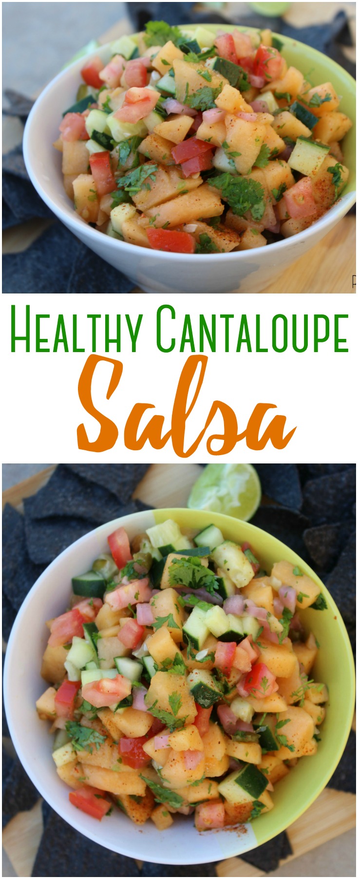 Summer garden fresh cantaloupe salsa is a twist on the traditional Mexican salsa. This light & fresh salsa is perfect on chips, fish or even burgers!