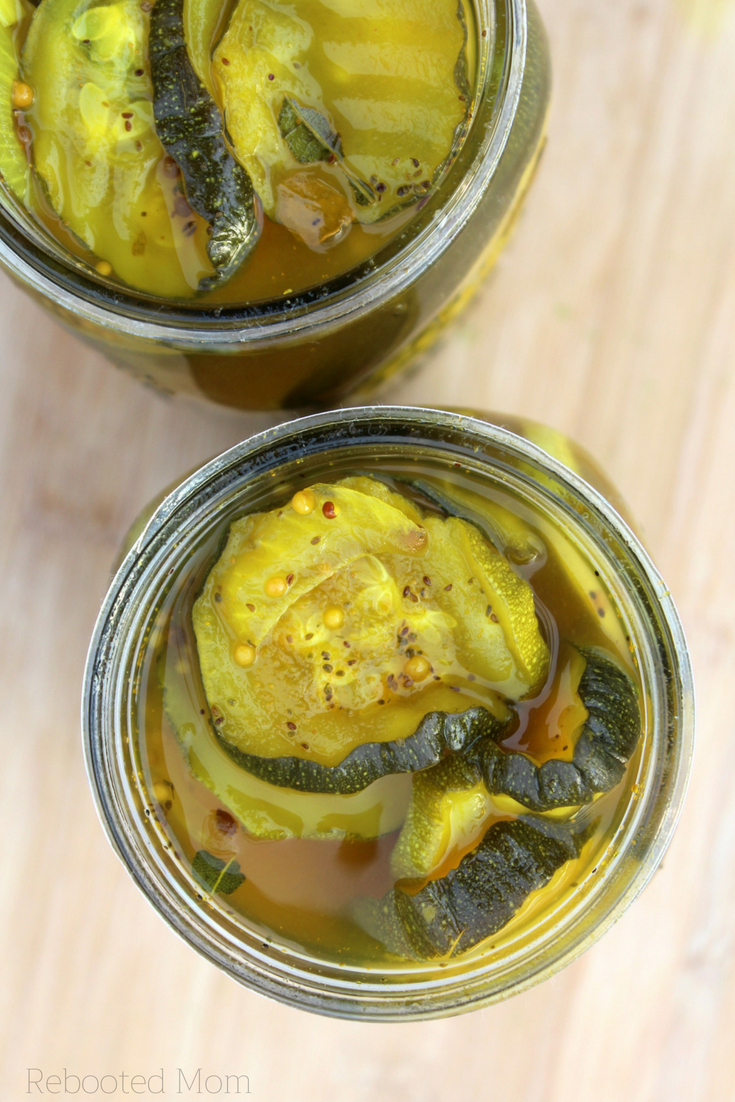 These zucchini pickles are a fun and unique way to use up a bumper crop of zucchini in a delicious recipe that features turmeric in a simple brine!