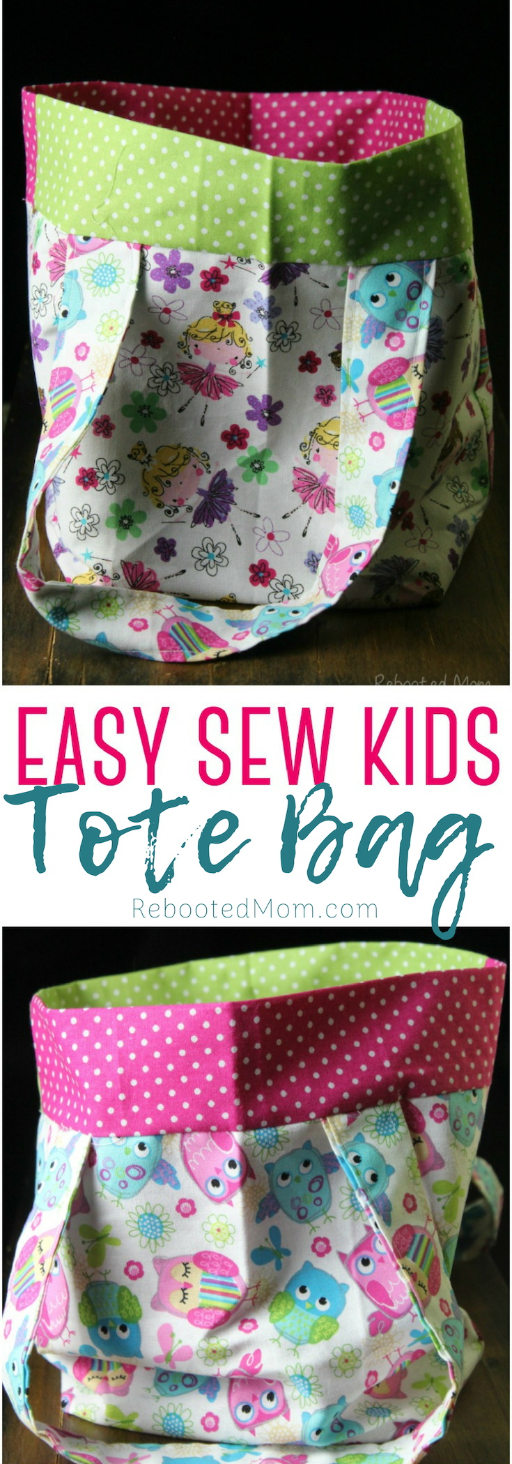 This Easy Sew Kids Tote Bag is a great tote for any child and a beautiful way to use up an abundance of fabric scraps or fat quarters. 