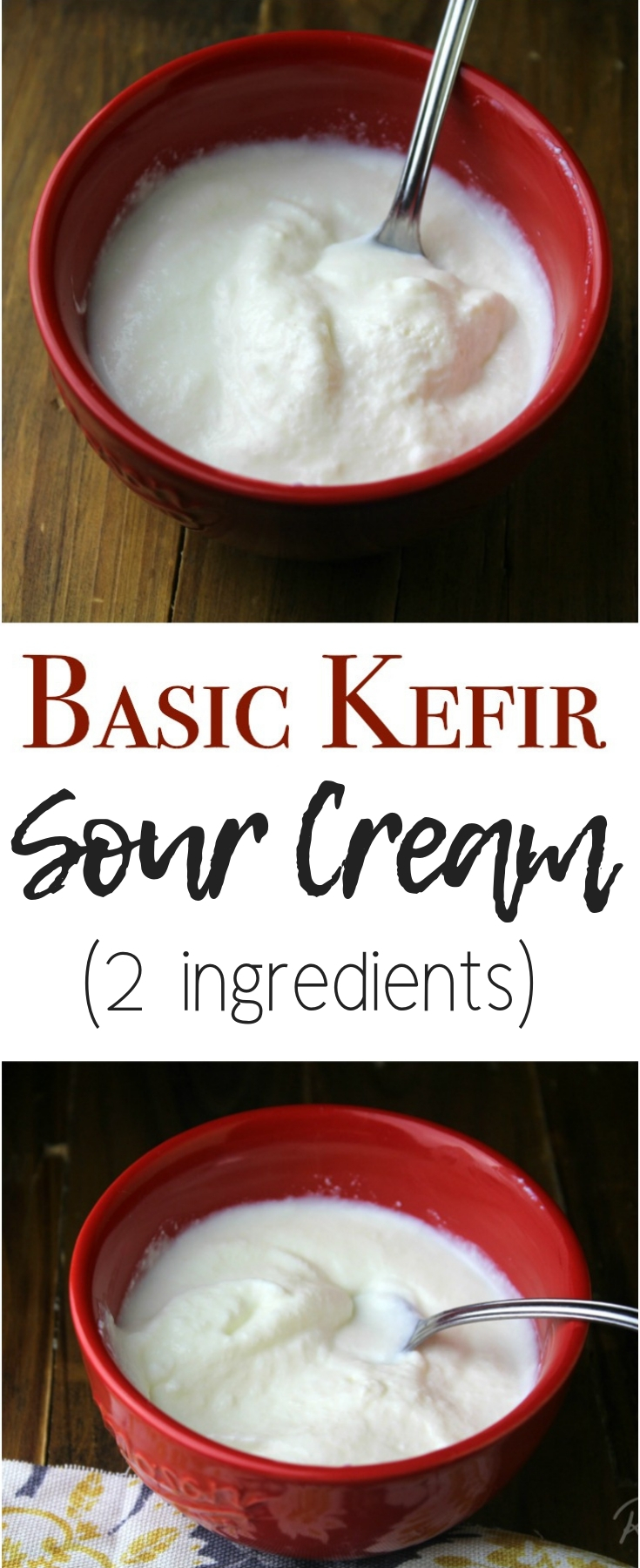 Basic kefir sour cream is rich in flavor & probiotics - a great alternative to store-bought sour cream! It’s easy to make with 2 simple ingredients.