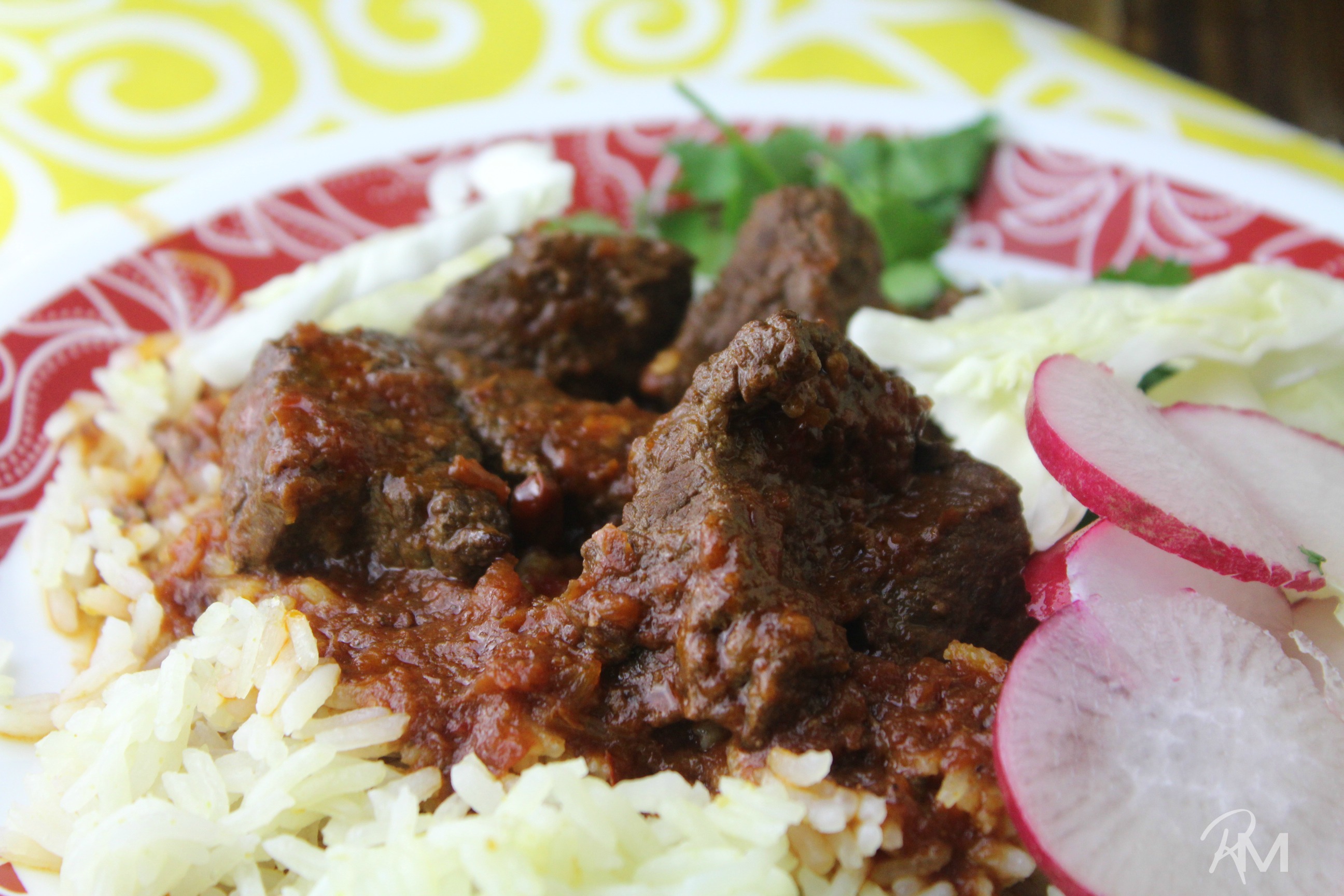 Juicy and soft Carne con Chile Rojo (Beef and Red Chile) cooked up into a deliciously rich, spicy dish suitable for the Instant Pot or stovetop.