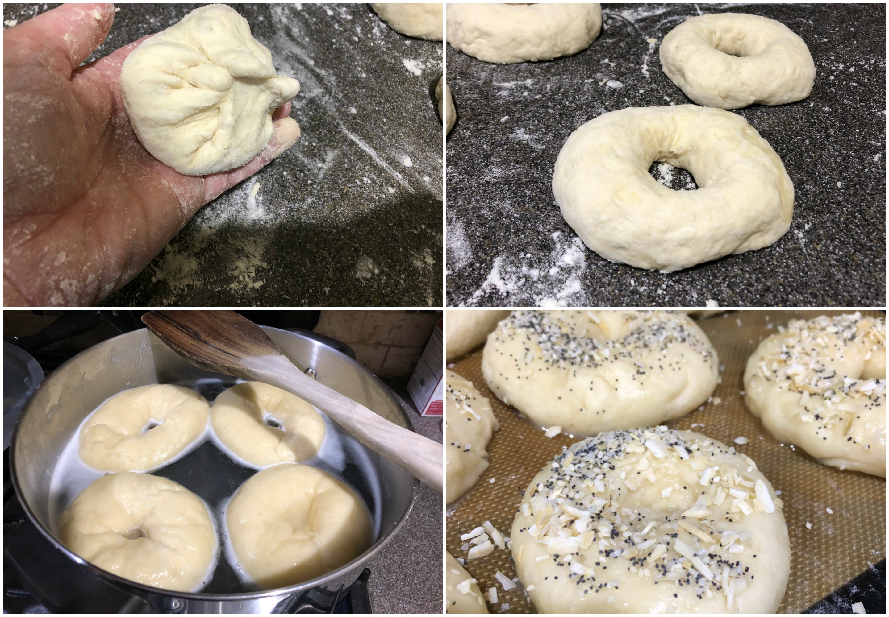 Boil the bagels \ Easy homemade sourdough bagels you can make at home with your own active sourdough starter. This step by step tutorial makes the most delicious bagels!