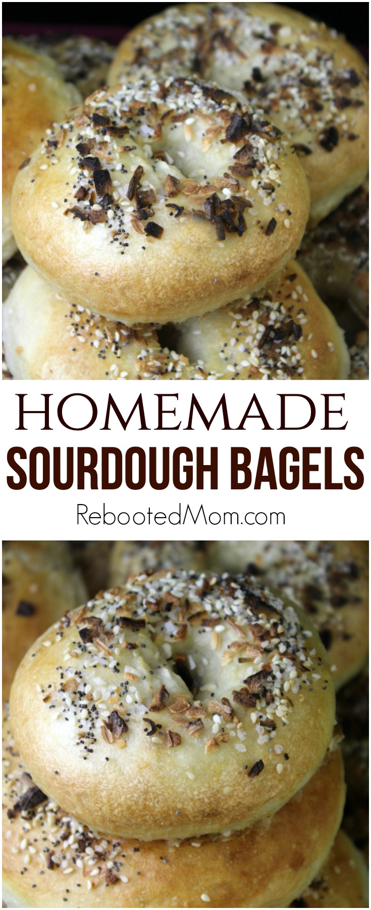 Easy homemade sourdough bagels you can make at home with your own active sourdough starter. This step by step tutorial makes the most delicious bagels! #sourdough #bagels #homemade #breadmaking #starter 