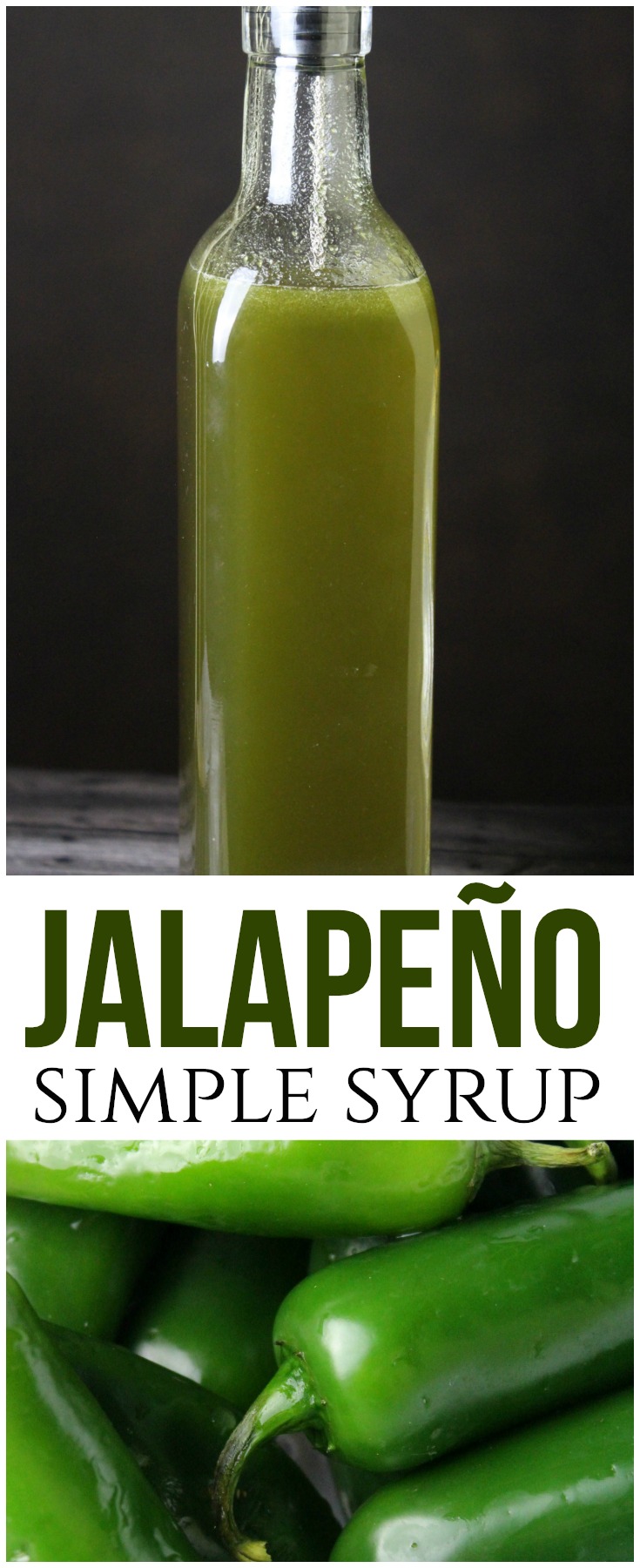 Jalapeño simple syrup is both spicy and sweet and the key to an amazing margarita!  It's easy to make at home with just two key  ingredients! #simplesyrup #jalapeno #spicy #margarita #jalapenopepper