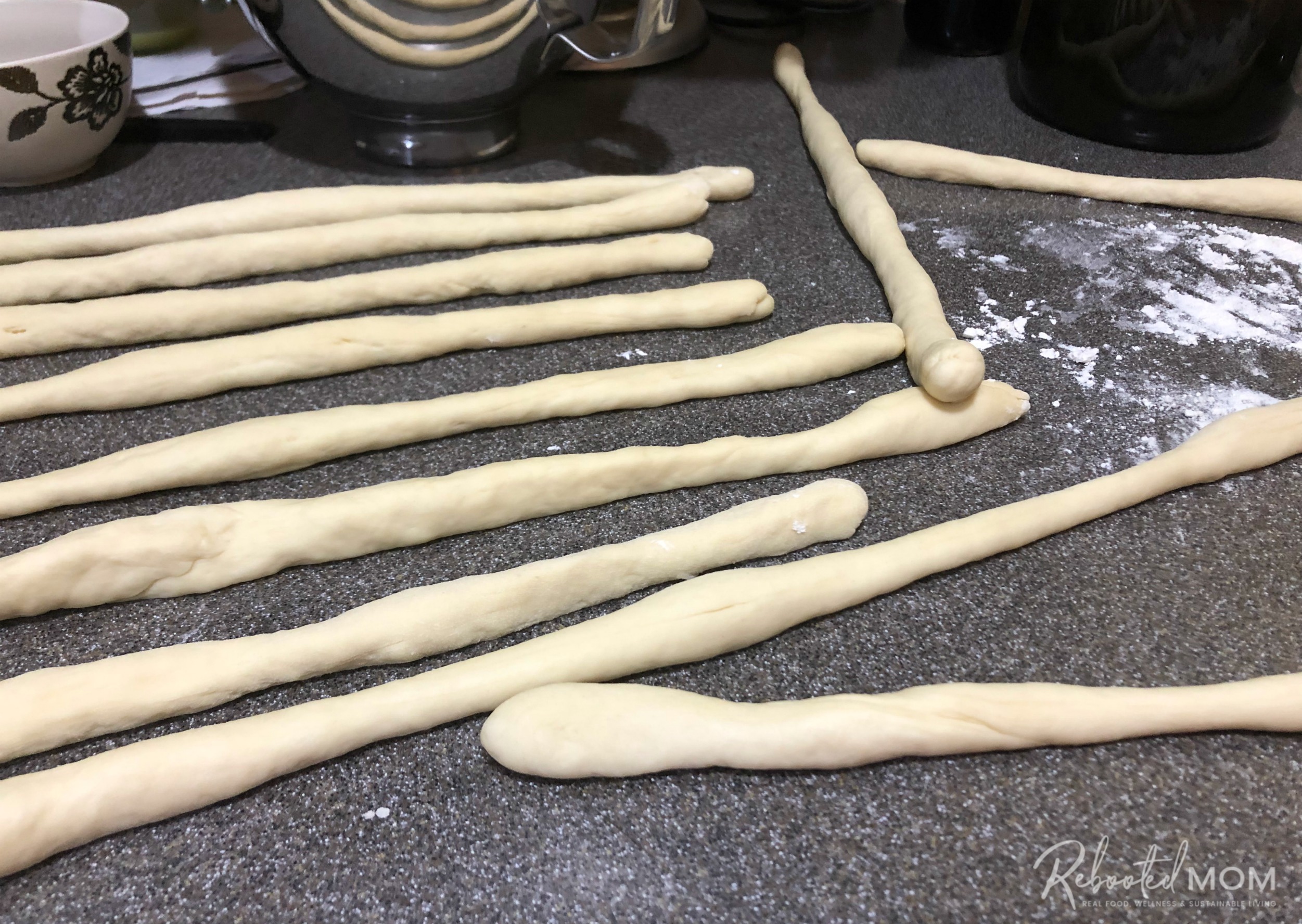 Rolling out sourdough pretzels