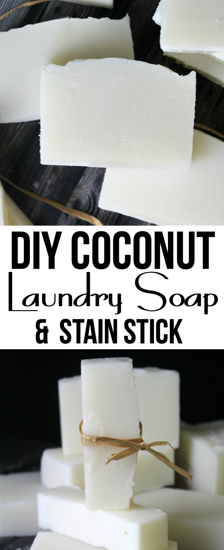Follow these easy directions to make your  own coconut oil soap and stain stick for washing laundry, stain removal and simple household cleaning. #stainstick #DIY #laundry #handmade #cleaning