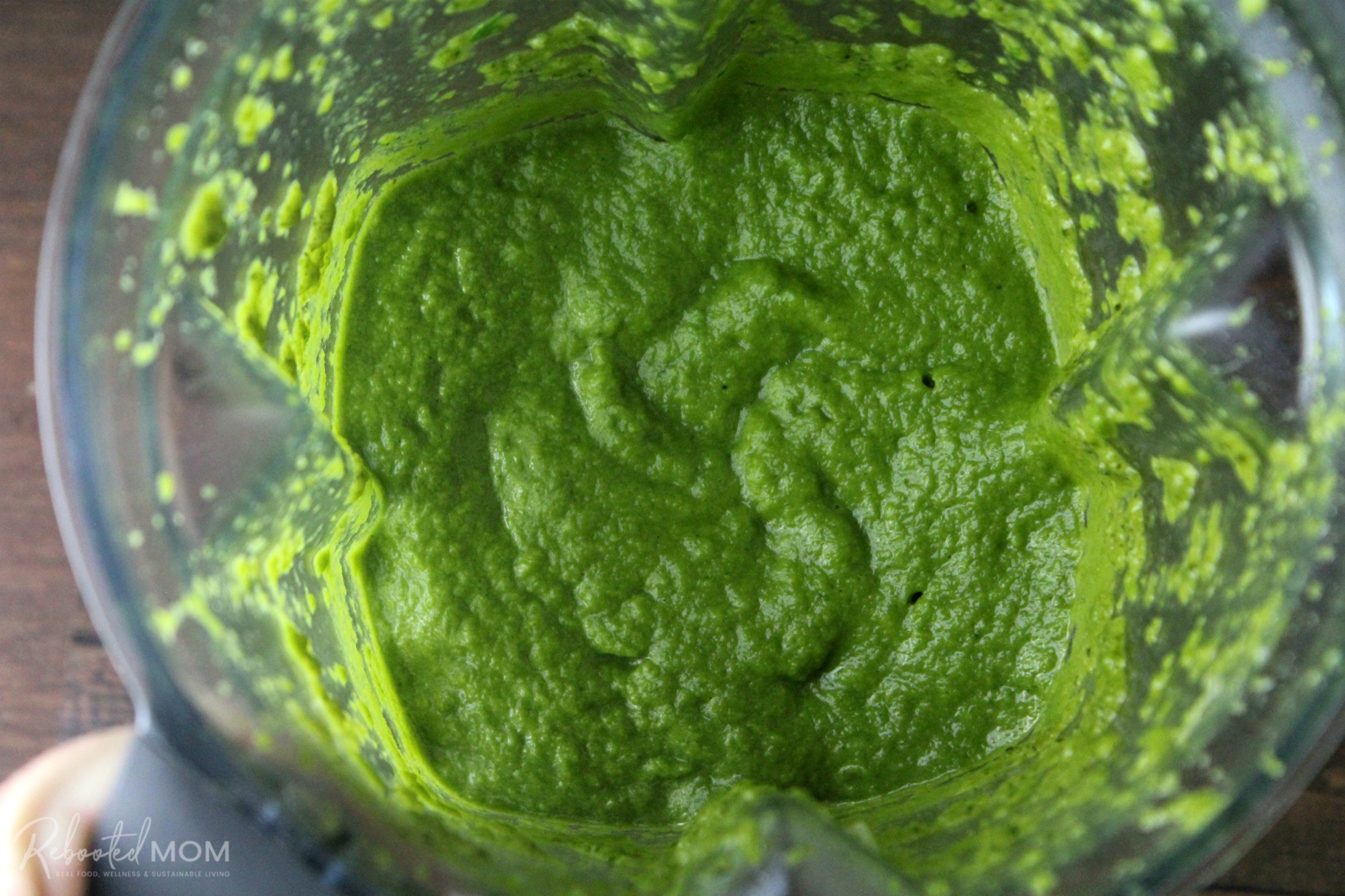 Roasted Poblano Chile Sauce in a high-powered blender