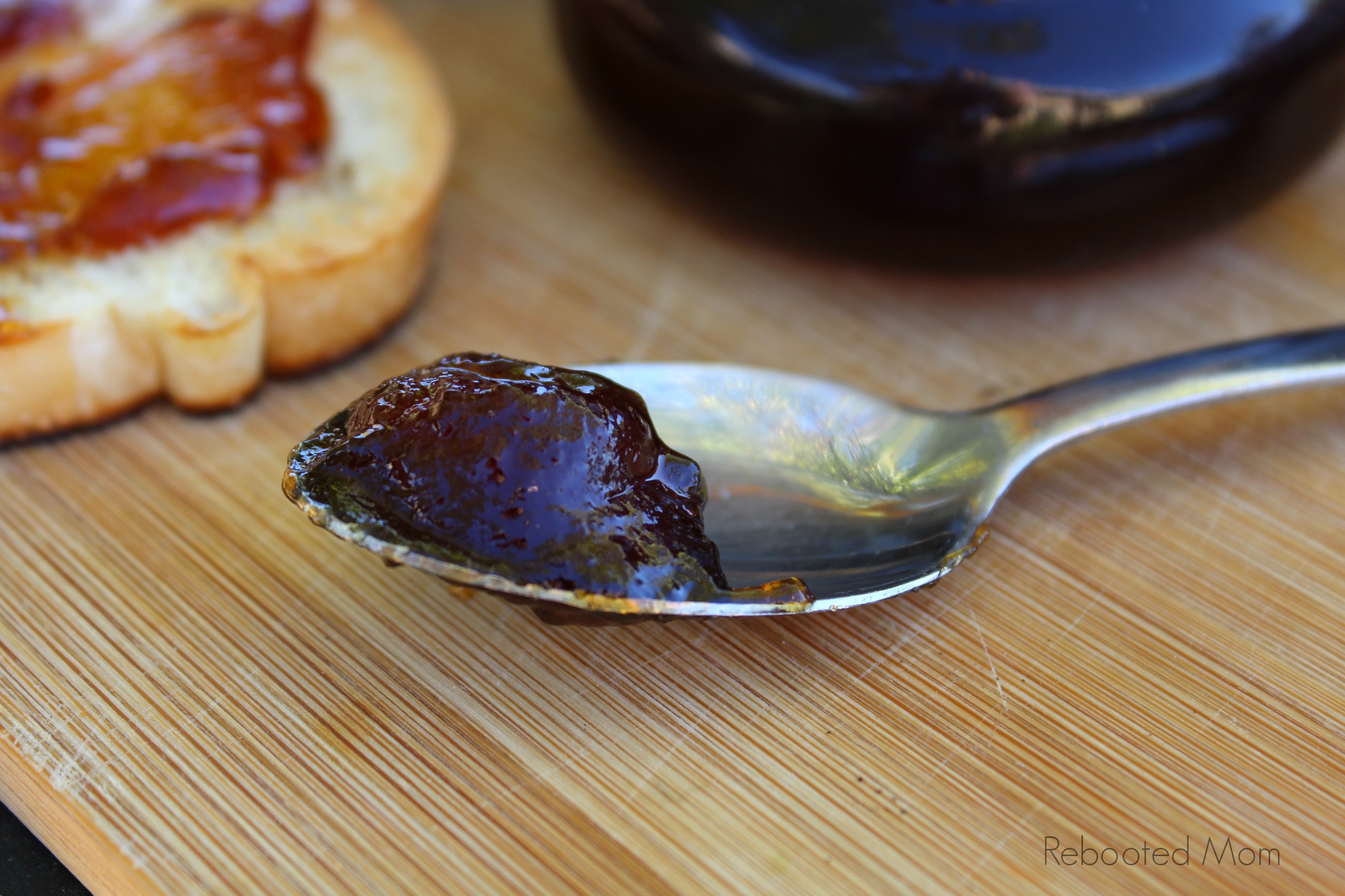Rose Hip Jelly on a Spoon