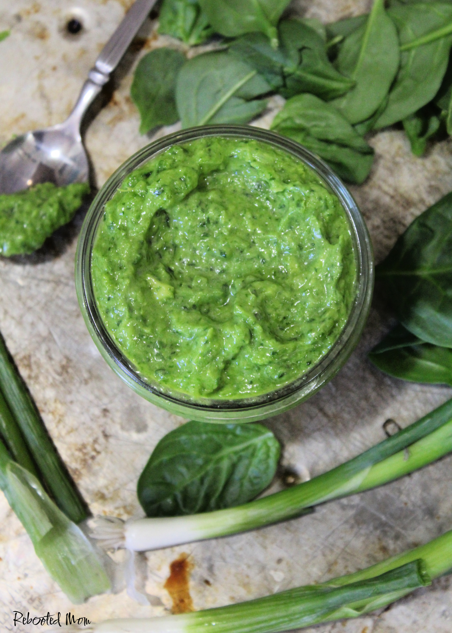Ginger Scallion Pesto combines flavorful scallions with fresh ginger in a pesto that's a twist on traditional pesto varieties - perfect as a topper for steak or chicken!