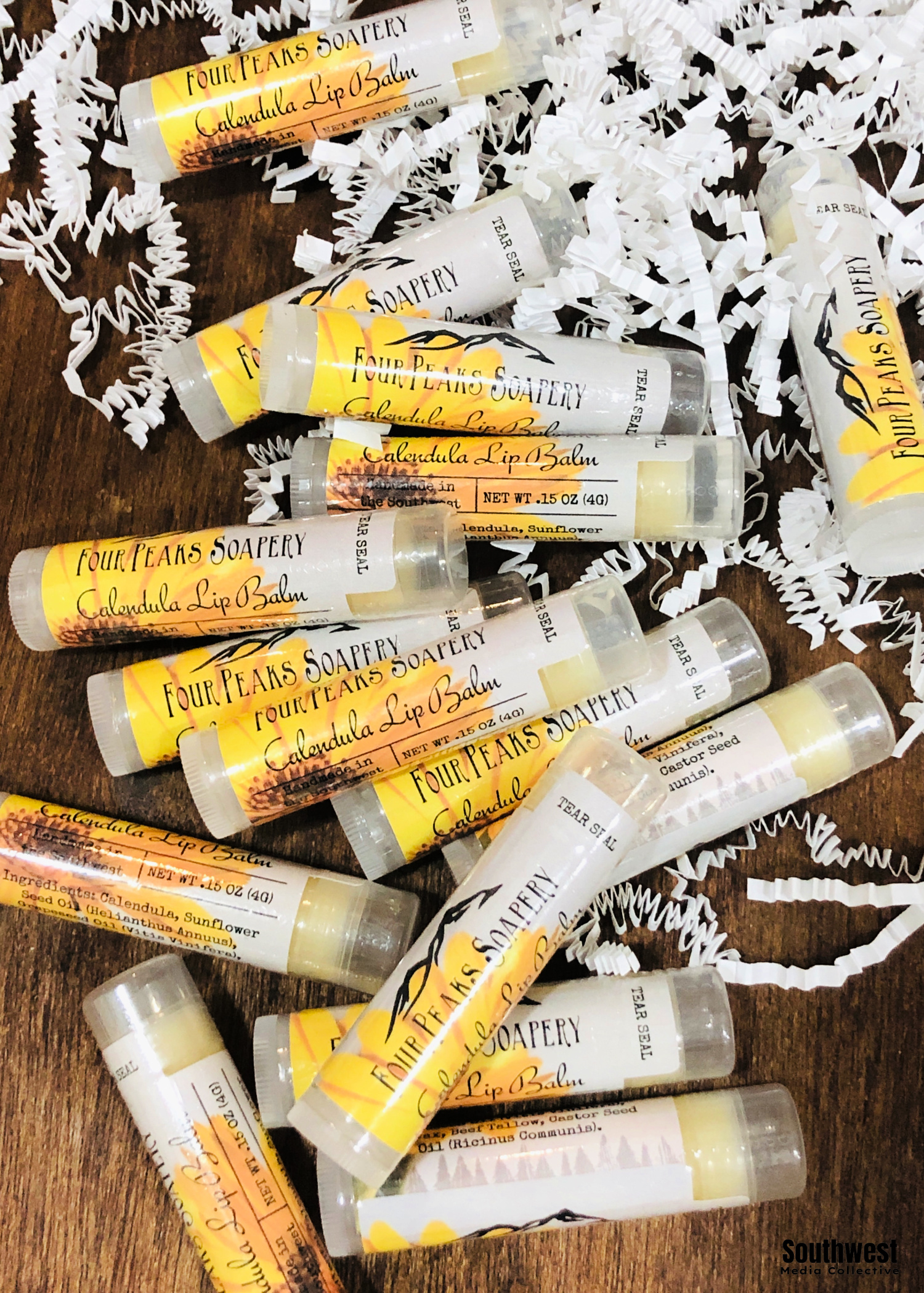 Grab this simple DIY to make Calendula Lip Balm - gentle and nourishing lip balm that is perfect for family, friends, and even gifts!