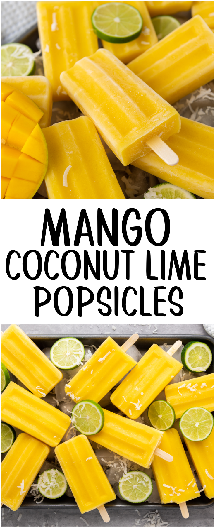 Mango Coconut Lime Popsicles that come together in mere minutes with four simple ingredients to make a treat that's absolutely out of this world delicious!  #mango #coconut #lime #popsicles #healthy #vegan #summer