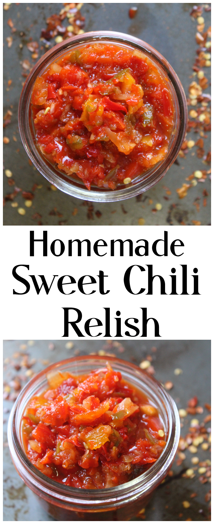 This delicious homemade sweet chili pepper relish is sweet with heat - great for any charcuterie board, burger, or brat.  It's the best way to use a garden bounty of peppers!