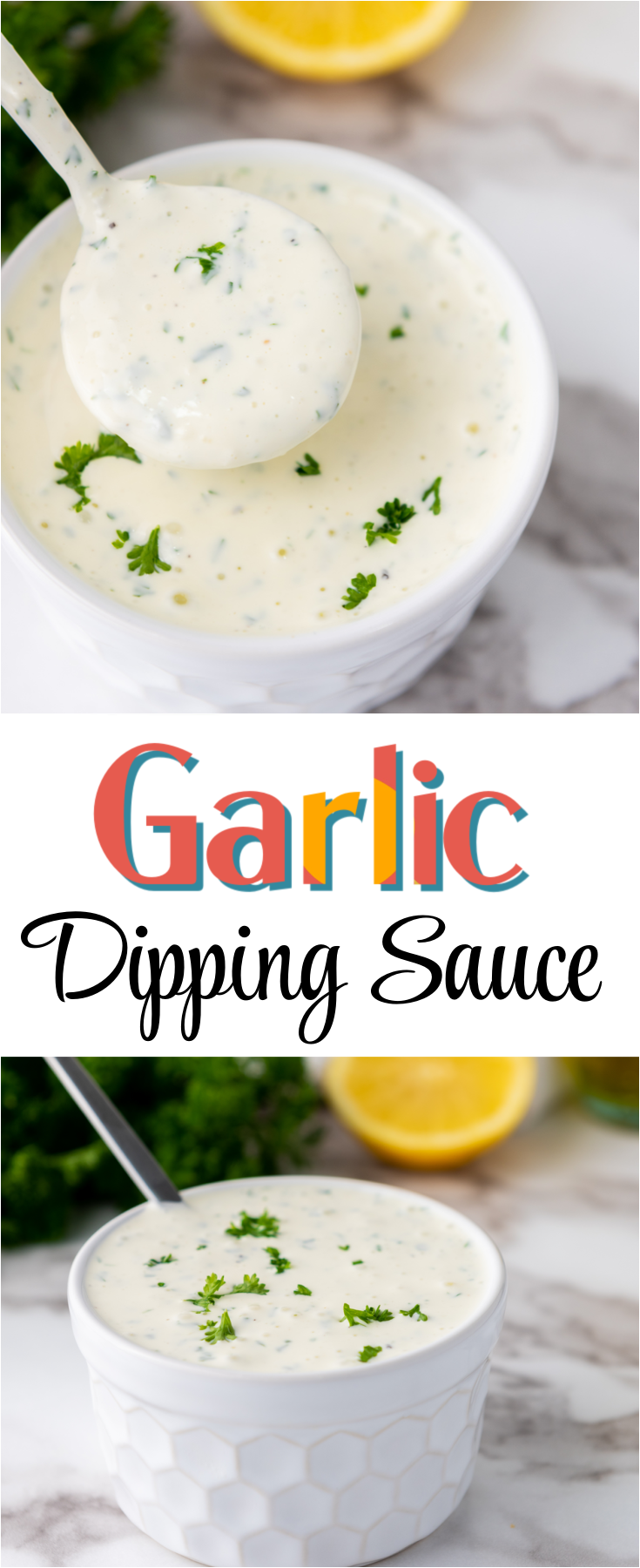 Easy to make Garlic Dipping Sauce, perfect for French fries, tacos, burgers, fish and so much more - throw this sauce together in just five minutes!  #garlic #dipping #sauce #condiment