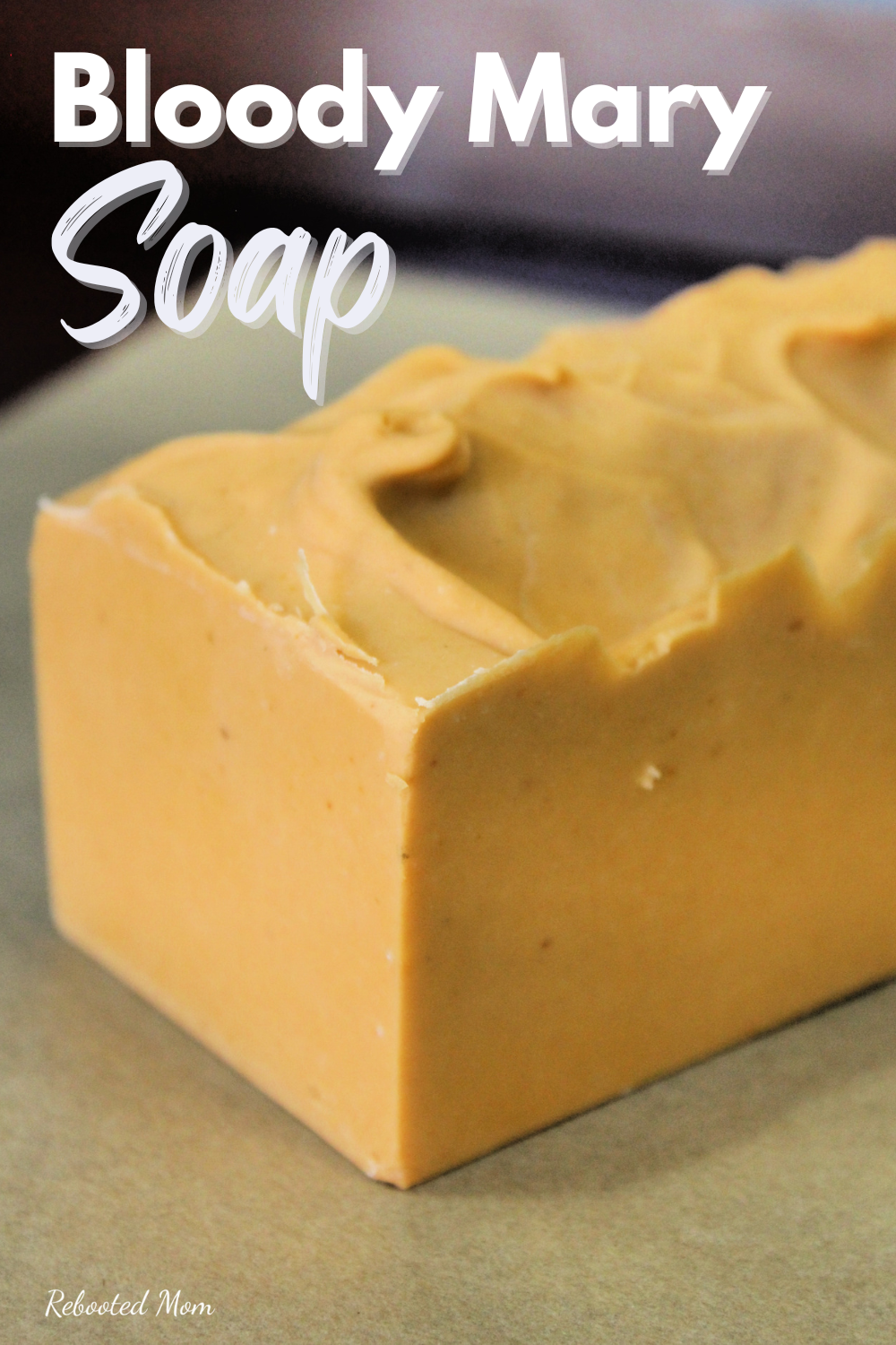 Bloody Mary Cold Process Soap – an unscented cold processed soap that comes together easily with Bloody Mary mix for a naturally colored soap that's gentle on skin!
